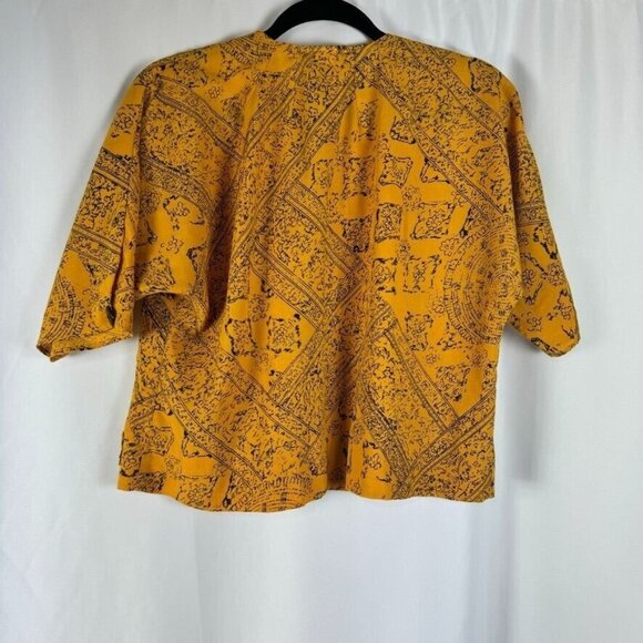 Vintage 80s California Happenings Button Up Shirt Yellow Funky Pattern Novelty M - Picture 7 of 7